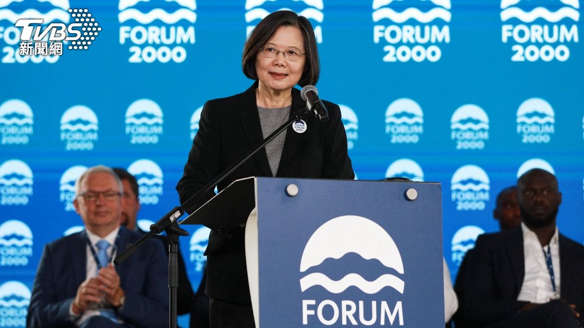 Tsai Ing-wen warns of China’s military exercises (TPG PHOTO) Former Taiwan president urges unity against autocracy