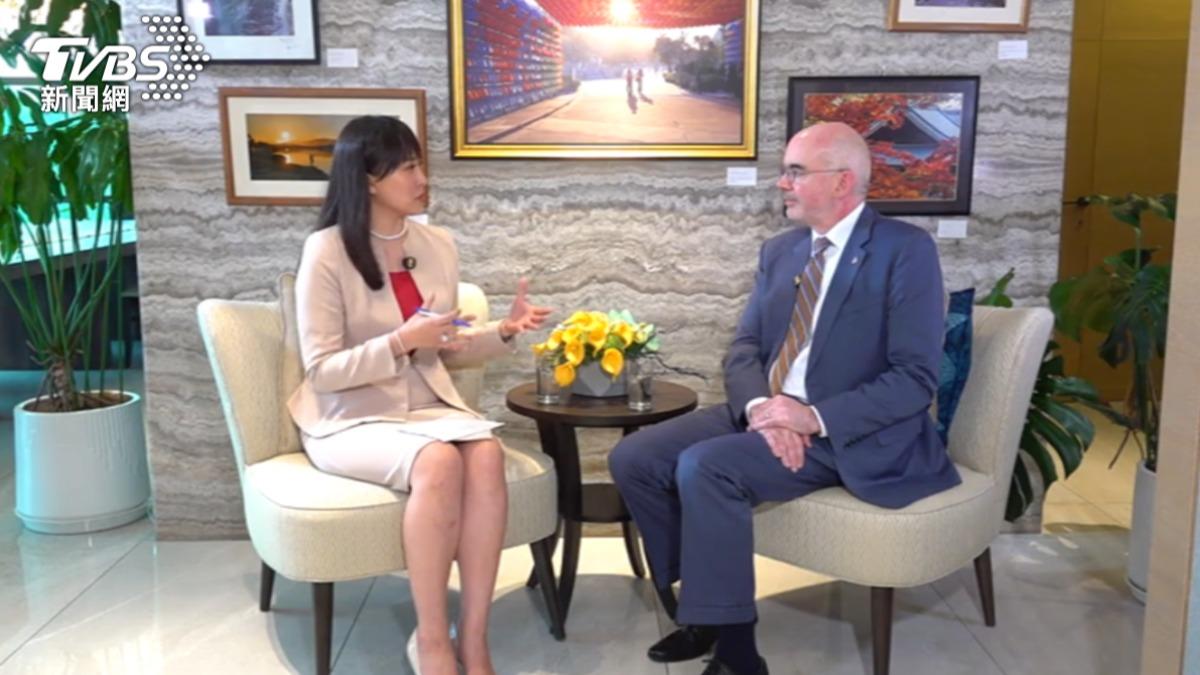 American Institute in Taiwan (AIT) Director Raymond Greene sat down with TVBS on Friday (27 March) in an exclusive interview. (Photo / TVBS)
